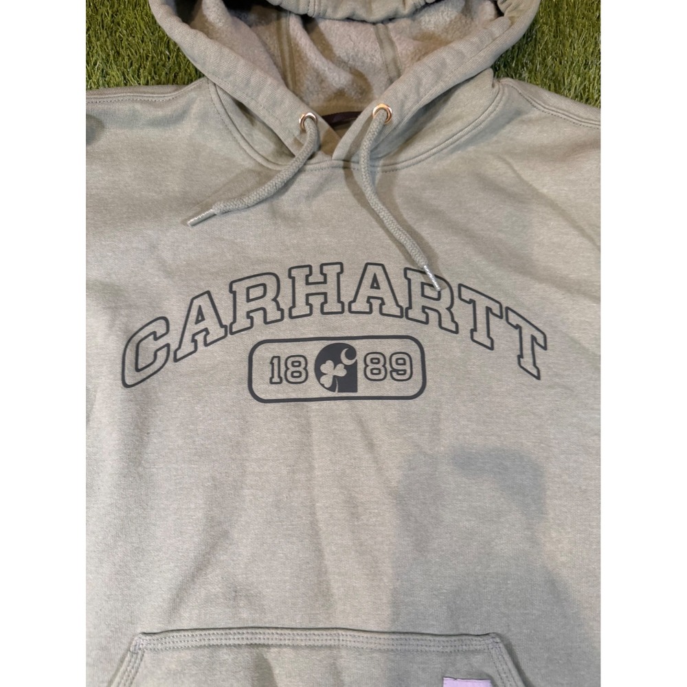 Carhartt Mens Loose Fit Graphic Hoodie Sage Green Spellout Logo Size Medium - Picture 5 of 7